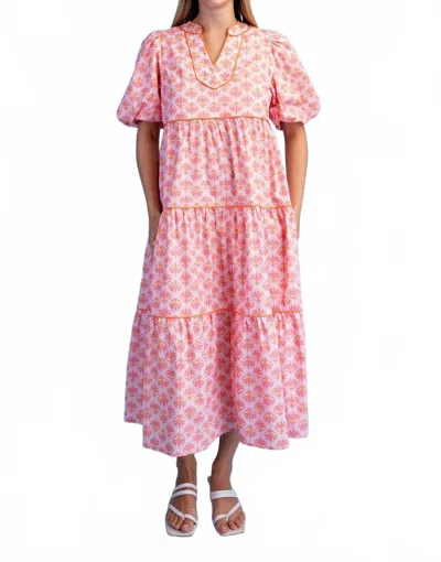 Gigio V-neck Tiered Dress In Pink