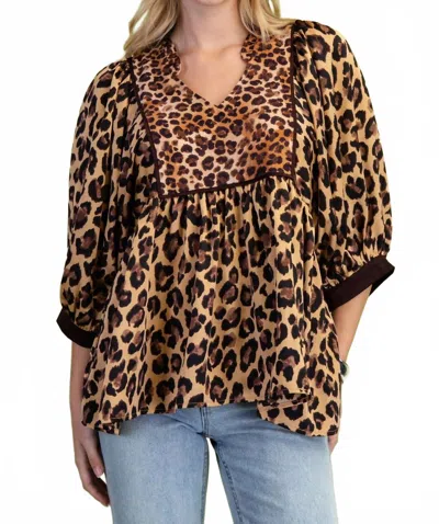 Gigio Wild At Heart Babydoll Top In Beige In Multi