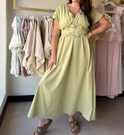 Gigio Women's Floral Appliqué Maxi Dress In Pistachio In Green