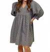 Gigio Women's Printed Mini Babydoll Dress In Gray In Gray