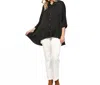 Gigio Women's Satin Button Down Loose Fit Blouse In Black In Black