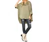 Gigio Women's Satin Button Down Loose Fit Blouse In Sage In Green
