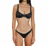 Gigizara Abalone Shimmer Plunge Bikini Top Underwire Support & Gold Clasp In Gemini Black In Black