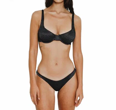 Gigizara Abalone Shimmer Plunge Bikini Top Underwire Support & Gold Clasp In Gemini Black