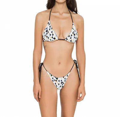 Gigizara Cowrie Reversible Triangle Bikini Top 2-in-1 With Gold Detail In Multi