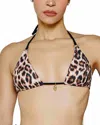 Gigizara Leopard Luxe Triangle Bikini Top Adjustable Eco Repreve In Brown In Animal Print