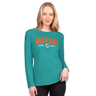 G-iii 4her By Carl Banks Aqua Miami Dolphins Best Play Long Sleeve T-shirt In Blue