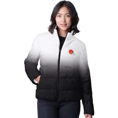 G-iii 4her By Carl Banks Black Cleveland Browns Overtime Ombre Full-zip Puffer Jacket