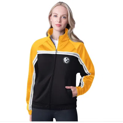 G-iii 4her By Carl Banks Black Pittsburgh Steelers Post Game Full-zip Track Jacket