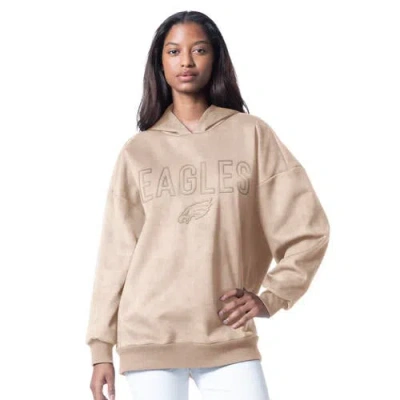 G-iii 4her By Carl Banks Cream Philadelphia Eagles Best Hitter Oversized Tunic Pullover Hoodie In Neutral