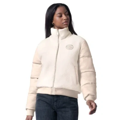 G-iii 4her By Carl Banks Cream Pittsburgh Steelers Cheerleader Sherpa Full-zip Jacket In Animal Print