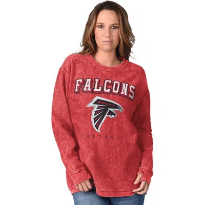 G-iii 4her By Carl Banks Red Atlanta Falcons Comfy Cord Distressed Pullover Sweatshirt