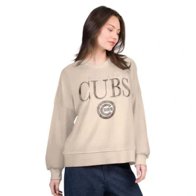 G-iii 4her By Carl Banks Sand Chicago Cubs Oversized Vet Ii Sweatshirt In Neutral