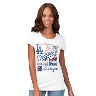 G-iii 4her By Carl Banks White Los Angeles Dodgers Endzone Collage T-shirt