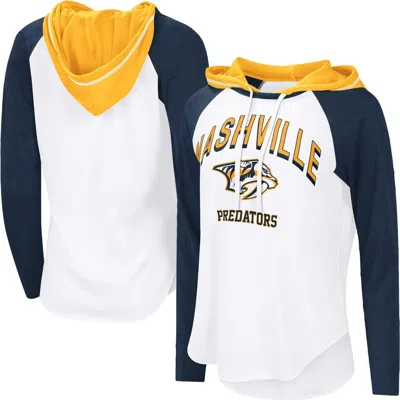 G-iii 4her By Carl Banks White Nashville Predators Vip Raglan Long Sleeve Hoodie T-shirt
