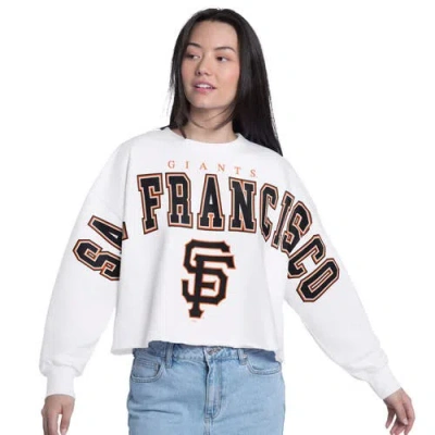 G-iii 4her By Carl Banks White San Francisco Giants Bleachers Cropped Pullover Sweatshirt