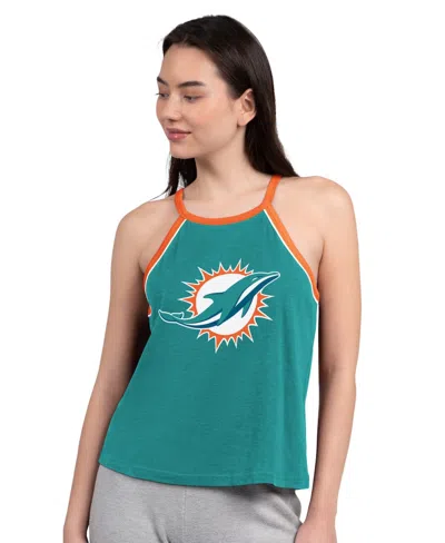 G-iii 4her By Carl Banks Women's Aqua Miami Dolphins Redemption Win Slub Tank Top In Blue