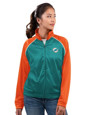 G-iii 4her By Carl Banks Women's Aqua Miami Dolphins Replay Full-zip Track Jacket In Blue
