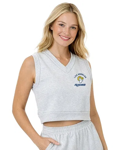 G-iii 4her By Carl Banks Women's Ash Los Angeles Rams Cropped Fleece V-neck Vest In Gray