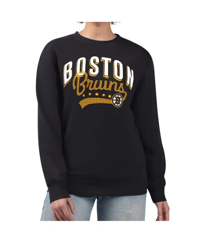 G-iii 4her By Carl Banks Women's Black Boston Bruins Filigree Team Graphic Fleece Pullover Sweatshirt