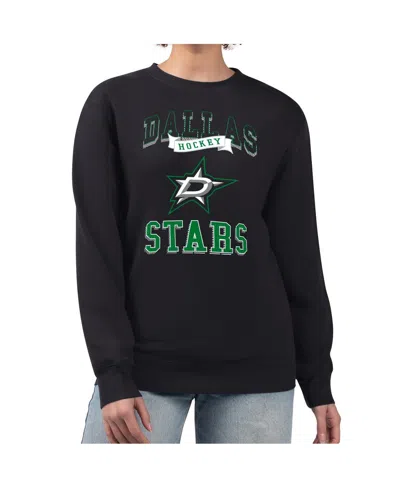 G-iii 4her By Carl Banks Women's Black Dallas Stars Team Logo Tri-blend Fleece Pullover Sweatshirt