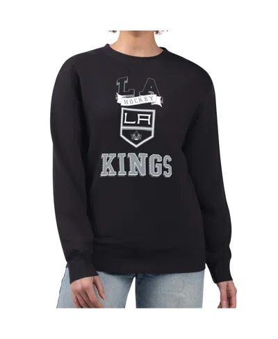 G-iii 4her By Carl Banks Women's Black Los Angeles Kings Team Logo Tri-blend Fleece Pullover Sweatshirt