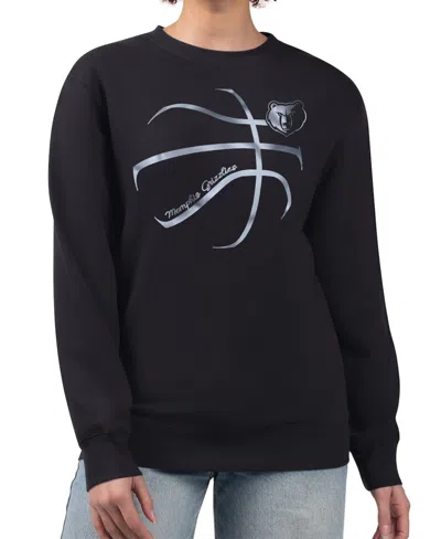 G-iii 4her By Carl Banks Women's Black Memphis Grizzlies Metallic Print Basketball Sketch Fleece Sweatshirt In Multi