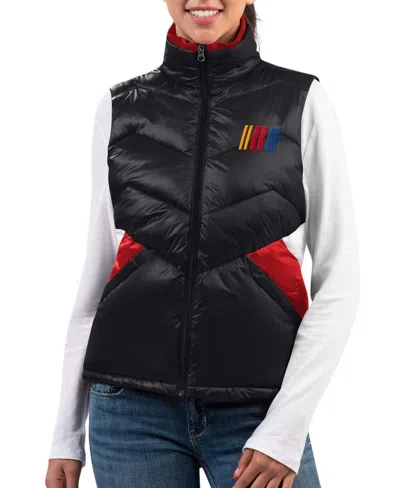 G-iii 4her By Carl Banks Women's Black Nascar Merchandise Versatile Full-zip Puffer Vest