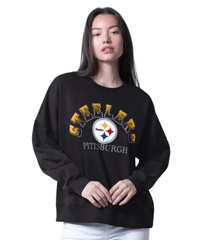 G-iii 4her By Carl Banks Women's Black Pittsburgh Steelers Oversized Feud Sweatshirt