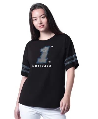 G-iii 4her By Carl Banks Women's Black Ross Chastain Fan Catch T-shirt