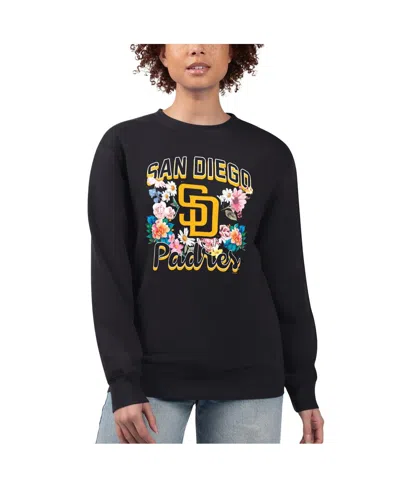 G-iii 4her By Carl Banks Women's Black San Diego Padres Flowers Graphic Pullover Sweatshirt