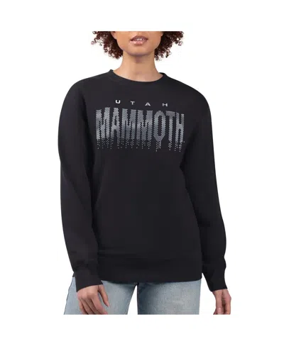 G-iii 4her By Carl Banks Women's Black Utah Mammoth Metallic Drop Printed Fleece Sweatshirt