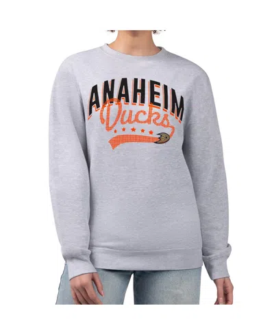 G-iii 4her By Carl Banks Women's Heather Gray Anaheim Ducks Filigree Team Graphic Fleece Pullover Sweatshirt