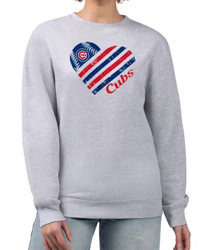 G-iii 4her By Carl Banks Women's Heather Gray Chicago Cubs Heart Logo Fleece Pullover Sweatshirt In Brown