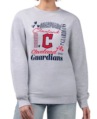 G-iii 4her By Carl Banks Women's Heather Gray Cleveland Guardians Collage Team Graphic Fleece Pullover Sweatshirt