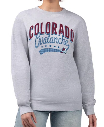 G-iii 4her By Carl Banks Women's Heather Gray Colorado Avalanche Filigree Team Graphic Fleece Pullover Sweatshirt