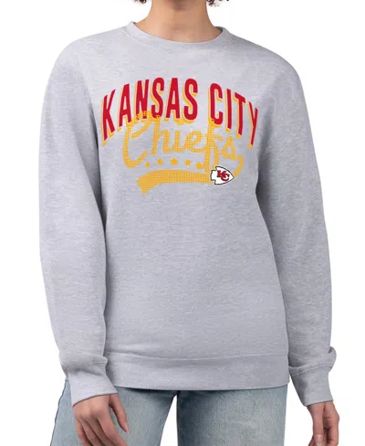 G-iii 4her By Carl Banks Women's Heather Gray Kansas City Chiefs Filigree Logo Graphic Fleece Pullover Sweatshirt