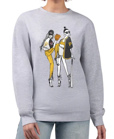 G-iii 4her By Carl Banks Women's Heather Gray Pittsburgh Pirates Baseball Girls Fleece Pullover Sweatshirt