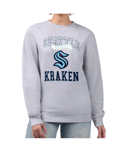 G-iii 4her By Carl Banks Women's Heather Gray Seattle Kraken Team Logo Tri-blend Fleece Pullover Sweatshirt