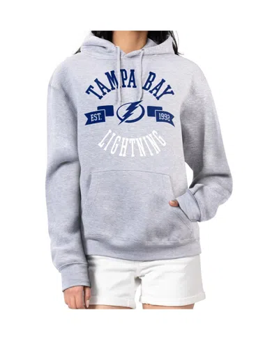 G-iii 4her By Carl Banks Women's Heather Gray Tampa Bay Lightning City Graphic Fleece Pullover Hoodie