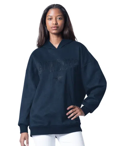 G-iii 4her By Carl Banks Women's Navy Dallas Cowboys Best Hitter Oversized Tunic Pullover Hoodie In Blue