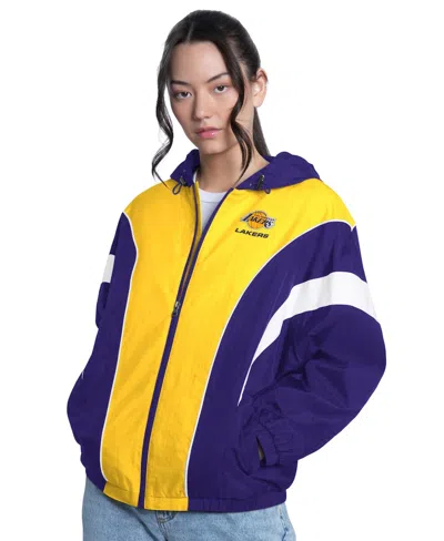 G-iii 4her By Carl Banks Women's Purple/gold Los Angeles Lakers Quarterback Lightweight Oversized Full-zip Jacket In Multi