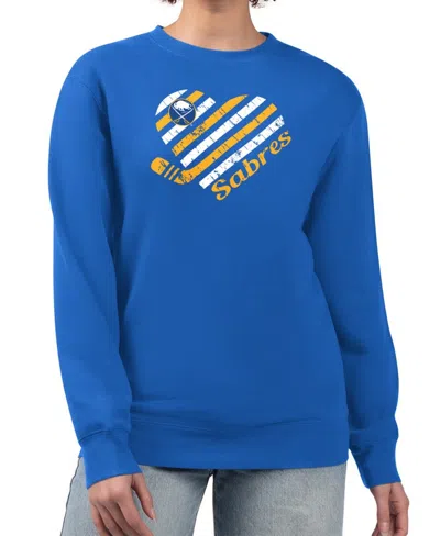 G-iii 4her By Carl Banks Women's Royal Buffalo Sabres Heart Graphic Pullover Sweatshirt In Multi