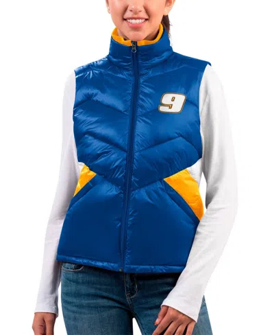 G-iii 4her By Carl Banks Women's Royal Chase Elliott Versatile Full-zip Puffer Vest In Multi