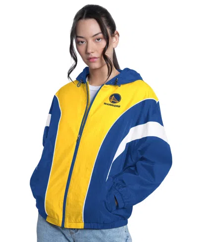 G-iii 4her By Carl Banks Women's Royal/gold Golden State Warriors Quarterback Lightweight Oversized Full-zip Jacket In Multi