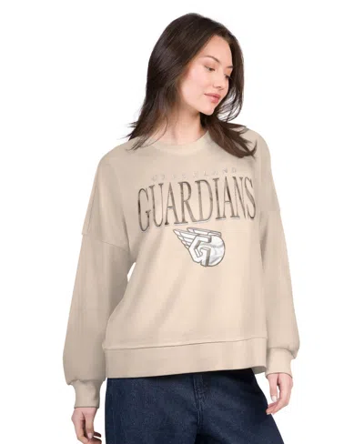 G-iii 4her By Carl Banks Women's Sand Cleveland Guardians Oversized Vet Ii Sweatshirt In Neutral