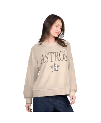 G-iii 4her By Carl Banks Women's Sand Houston Astros Oversized Vet Ii Sweatshirt In Neutral