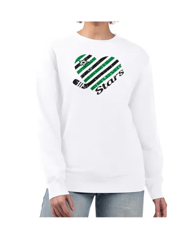 G-iii 4her By Carl Banks Women's White Dallas Stars Heart Graphic Pullover Sweatshirt