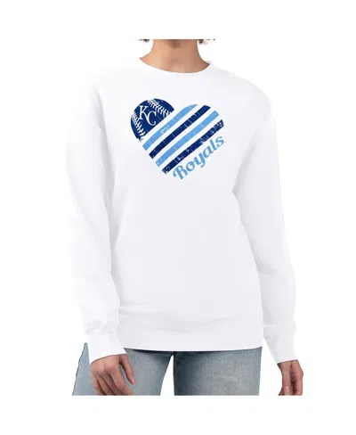 G-iii 4her By Carl Banks Women's White Kansas City Royals Heart Logo Fleece Pullover Sweatshirt