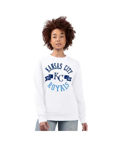 G-iii 4her By Carl Banks Women's White Kansas City Royals Team Logo Fleece Pullover Sweatshirt
